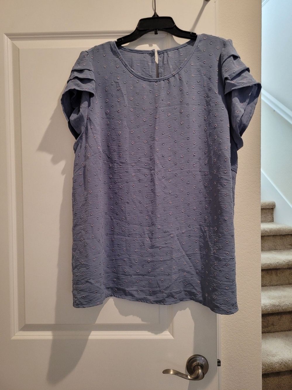 SHEIN Light Blue Eyelet Ruffle Sleeve Blouse-New 4x